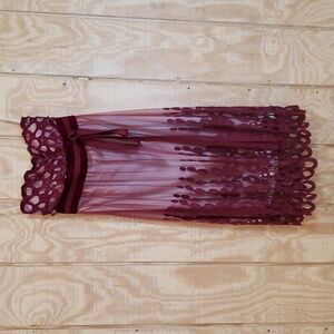 Vivienne Tam Burgundy Maroon Lace Strapless Midi Dress Size 4